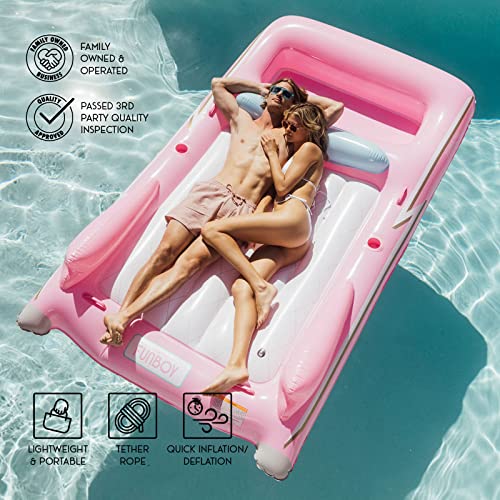 FUNBOY Giant Inflatable Luxury Pink Retro Convertible Classic Sports Car Pool Float, Two Cupholders for Summer Pool Parties and Entertainment