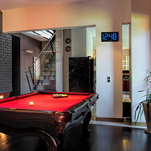 AcuRite 75111M 10-inch LED Digital Clock with Auto Dimming Brightness Blue