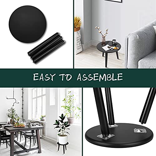Uneedem Indoor Plant Stand Wood Mid Century Modern Small Round Side Plant Table for Indoor Plants, 8.9" Tall Plant Holder for Flower Pots End Table