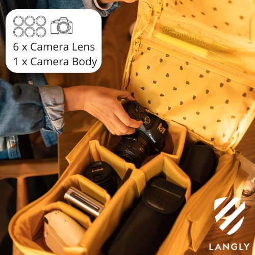 Langly Sierra Camera Backpack: A Modern & Travel-friendly Photography Backpack Compatible With Both 18in Laptop & All Camera Gear 24L (Apen-Gold)
