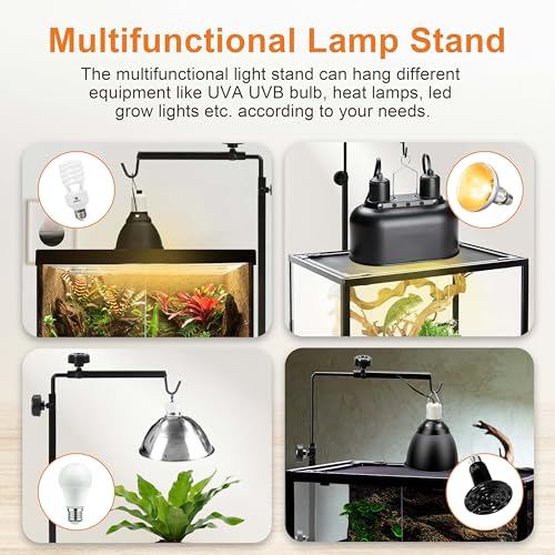 Simple Deluxe 2 Pack Reptile Lamp Fixture Dome Light Dual Deep Cap Combo Integration Heat-Lighting Lamp Double Sockets Bulbs Holder with Independent Switches, for Amphibians Terrarium, Turtle Tank