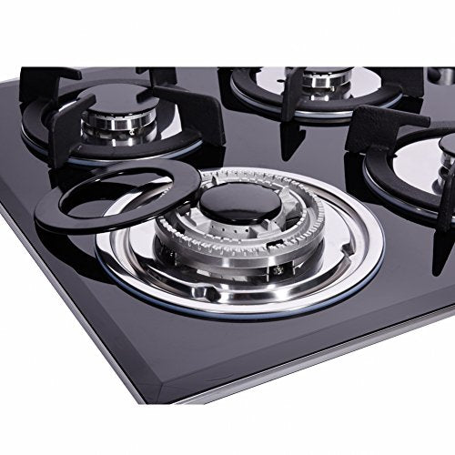 Deli-kit 30 inch Gas Cooktops Dual Fuel Sealed 5 Burners Drop-In Tempered Glass Gas Hob DK157-A01S Gas Cooktop