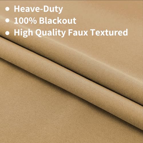 Joydeco Blackout Curtains for Bedroom 72 inch Length,Back Tab/Rod Pocket 100% Blackout Living Room Drapes, Textured Thermal Insulated Blackout Curtains 2 Panels Set,52" W x 72" L,Black