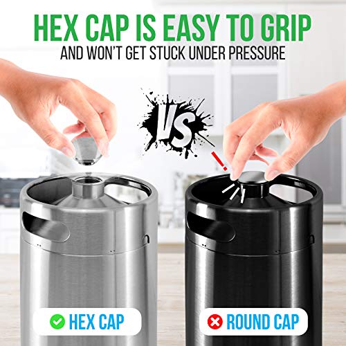 NutriChef Pressurized Growler Tap System, 128oz, Stainless Steel