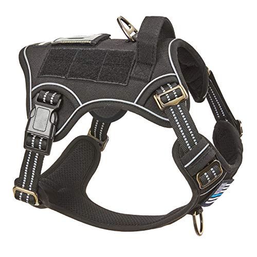 BUMBIN Tactical Dog Harness for Medium Dogs No Pull, Famous TIK Tok No Pull Dog Harness, Fit Smart Reflective Pet Walking Harness for Training, Adjustable Dog Vest Harness with Handle Pink Camo M