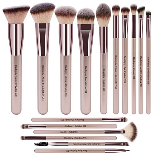 Makeup Brushes, Daubigny 16Pcs Premium Synthetic Makeup Brush Set with Professional Foundation Brushes Powder Concealers Eye shadows Blush Makeup Brush for Perfect Makeup (Black)