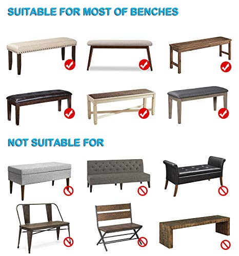 WOMACO Dining Bench Seat Cover Stretch Fabric Rectangle Table Bench Slipcover for Kitchen Piano Bench (Dark Gray, Medium)
