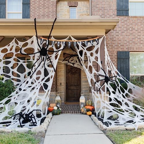 DAZONGE Spider Webs Halloween Decorations, Stretchy Beef Netting Halloween Spider Web, Spooky Spider Web Decorations for Halloween Party, Haunted House