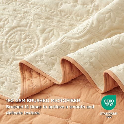 Bedsure King Quilt Bedding Set - Lightweight Summer Quilt Bed Set, Reversible Orange Bedspread Coverlet Celestial for All Seasons (Includes 1 Quilt, 2 Pillow Shams)
