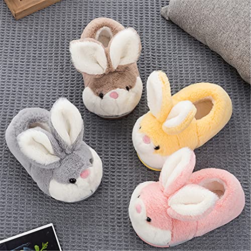 YILANLAN Women's Cute Bunny Animals Slippers Interesting Comfortable Furry Slippers Soft Plush Winter season Keep warm Home Slippers (4/4.5, Grey shoes, numeric_4)