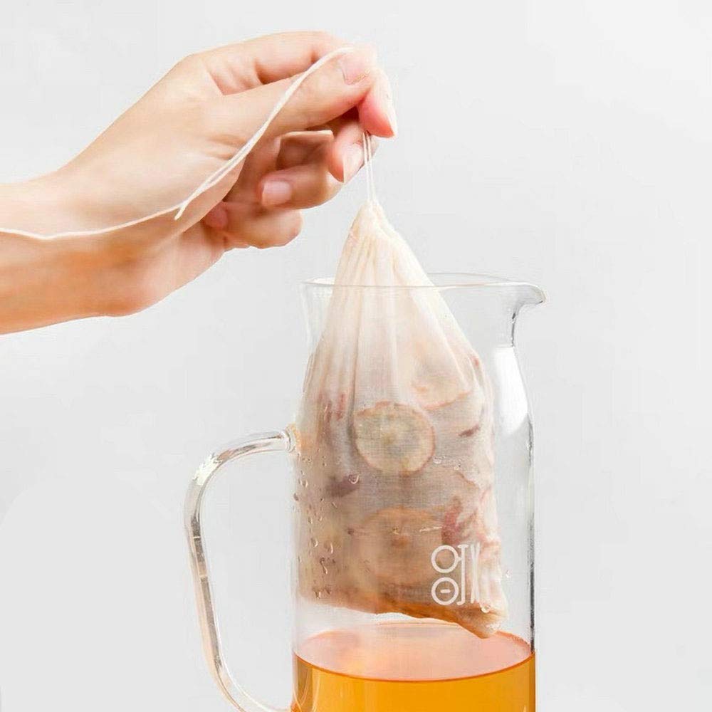 TamBee 100Pcs 5.9" x 7.87" Disposable Drawstring Tea infusers Tea Filter Bags for Loose Tea Herbs Spice Bags for Brew Tea Cold Brew Coffee( 5.9" x 7.87" /15 x 20cm) (100)