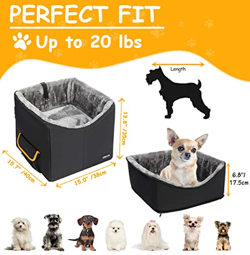 Dog Car Seat for Small Dogs, Elevated Dog Booster Seat Pet Travel Carrier Bed for Car with Adjustable Straps Pet Car Booster Seat for Small Dogs Cats