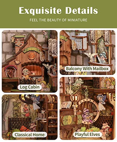 CUTEBEE DIY Book Nook Kit for Adults, DIY Wooden Miniature House Dollhouse Kit Ancient Chinese Landscapes Bookshelf Insert Decor Booknook Model Build Gift Kit with LED Light (Su Dongpo's Life)