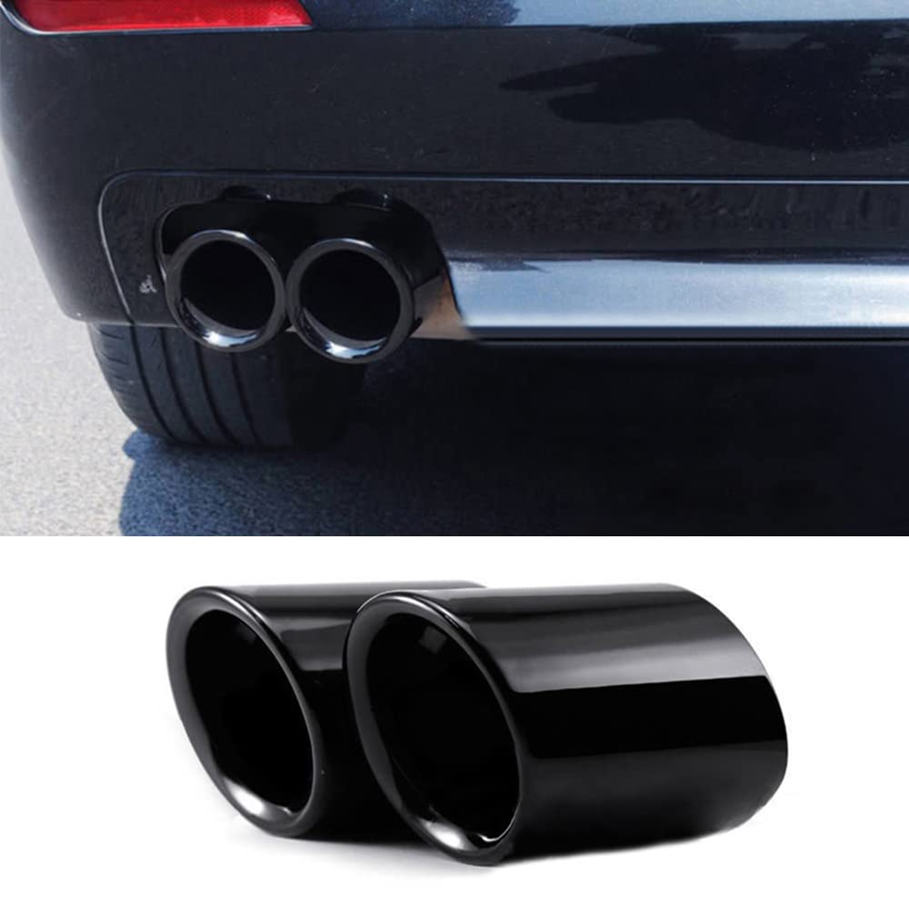 CHUANGHUI Stainless Steel Car Exterior Exhaust Pipe Mufflers Cover Rear Bumper Cylinder Exhaust Pipe Cover Decorate For BMW 5 Series F10 520i 528i 530i 535i 550i (5 Series F10 Black)