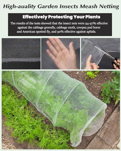Dmyifan 4x10Ft Ultra Fine Garden Mesh Netting Thicken Protection Netting for Vegetable Plant Fruits Health Growing, White Screen Barrier Net for Pest Bird Mosquito