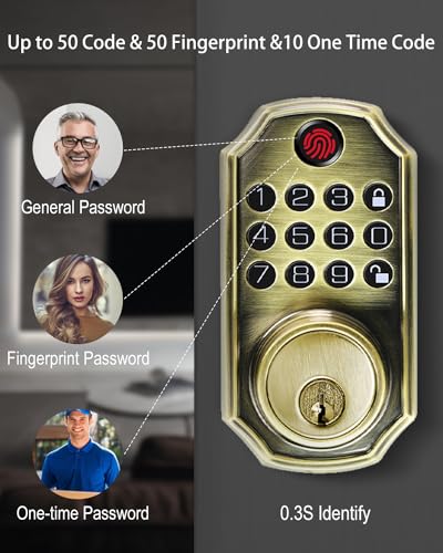 ZSZ Smart Locks for Front Door, Keyless Entry Door Lock with Fingerprint, Keypad & Code Unlock, No App/Internet Needed, Auto Lock, Function Setting with Voice, Install in 90 Seconds, Low-Battery Alert