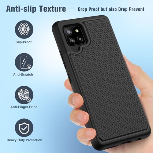 BNIUT for Samsung Galaxy A42 5G Case: Dual Layer Protective Heavy Duty Cell Phone Cover Shockproof Rugged with Non Slip Textured Back - Military Protection Bumper Tough - 6.6inch (Matte Black)