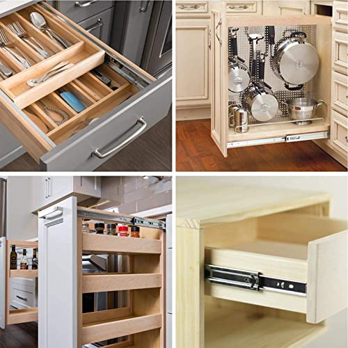 LONTAN 1 Pair 12 Inch Side/Rear Mount Soft Close Drawer Slides 9.76" Extension 3 FOLD Drawer Glides - 4502S3-12 Drawer Slides Bottom Mount Heavy Duty 100 LB Drawer Runners