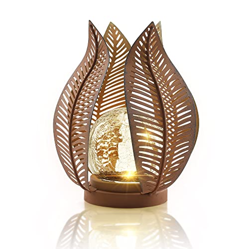 QZGE Solar Outdoor Lights Garden Decor Waterproof Crackle Glass Globe,Metal Yard Art Outdoor Solar Garden Lights for Decor Yard,Porch,Patio Decorations.Gardening Gifts for Women/Mom.