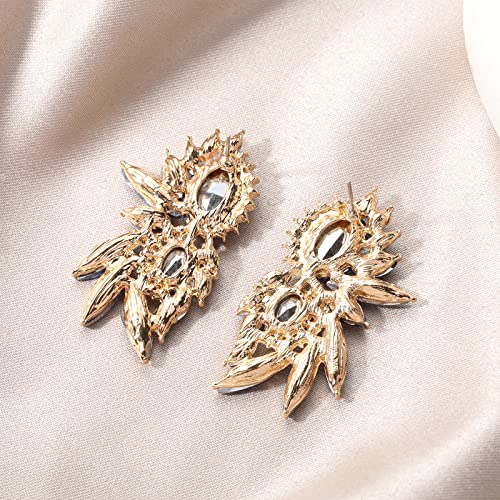 Canboer Vintage Black Rhinestone Statement Earrings Retro Fancy Crystal Cluster Drop Dangle Earrings for Women Prom