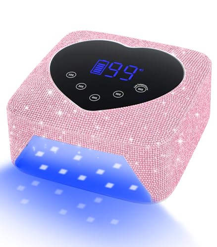 UV Light for Nails, HUGMAPLE Cordless UV Nail Lamp for Gel Nails 72W, Rechargeable Diamond LED Nail Dryer with 5 Timer Setting,Touch Control & Auto Sensor, Fast Nail Light Curing Lamp for Salon & Home