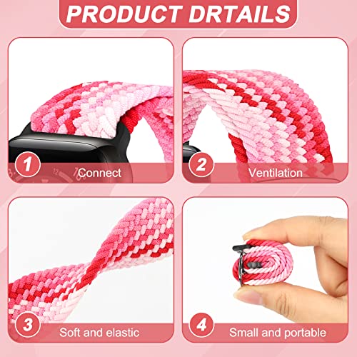 URU Shield 5 Pack Adjustbale Watch Bands Compatible With Soft Stretchy Apple Watch 38mm 40mm 41mm 42mm 44mm 45mm 49mm,Nylon Braided Solo Loop Wristband for iWatch Series Ultra/1/2/3/4/5/6/7/8/SE Women