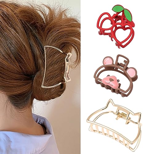 Purggy 3 Pack Butterfly Hair Clips、golden Heart Star Hair Clasps Accessories for Women Girls Adult Hair Claw Clips, Metal Hair Clips for Thick/Thin Hair