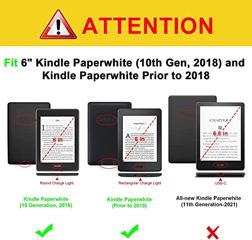 Fintie Stand Case for 6" Kindle Paperwhite (Fits 10th Generation 2018 and All Paperwhite Generations Prior to 2018) - Premium PU Leather Sleeve Cover with Card Slot and Hand Strap, Library