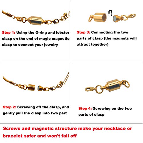 Zpsolution Screw Magnetic Clasps for Necklaces Safety Magnetic Locking Jewelry Clasp Converter