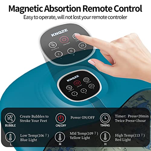 Collapsible Foot Spa Bath with Heat, Remote Control, Temperature Control, Bubbles, Red Light, Pumice Stone, 16 Massage Roller Pedicure Foot Spa Tub Foot Soaker for Soothe & Relax Tired Feet