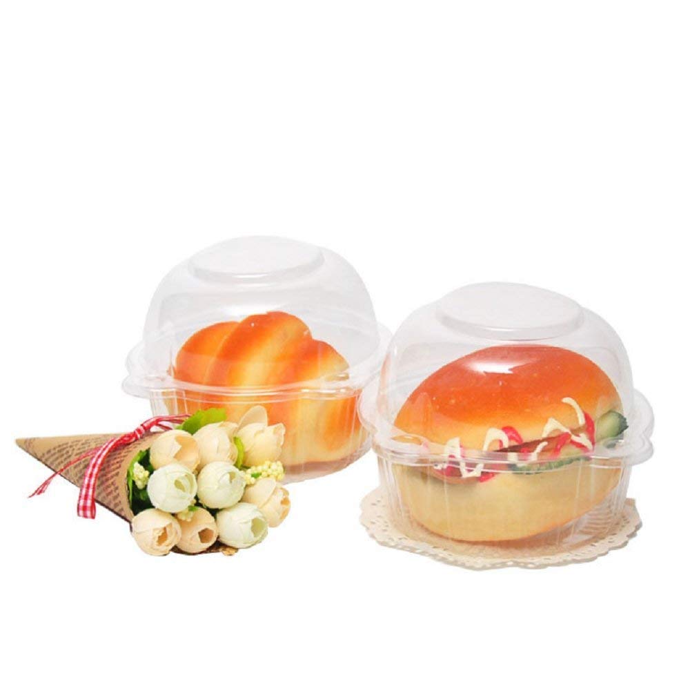 BlueSnail 50 pieces Plastic Single Individual Cupcake Muffin Dome Holders Cases Boxes Cups Pods