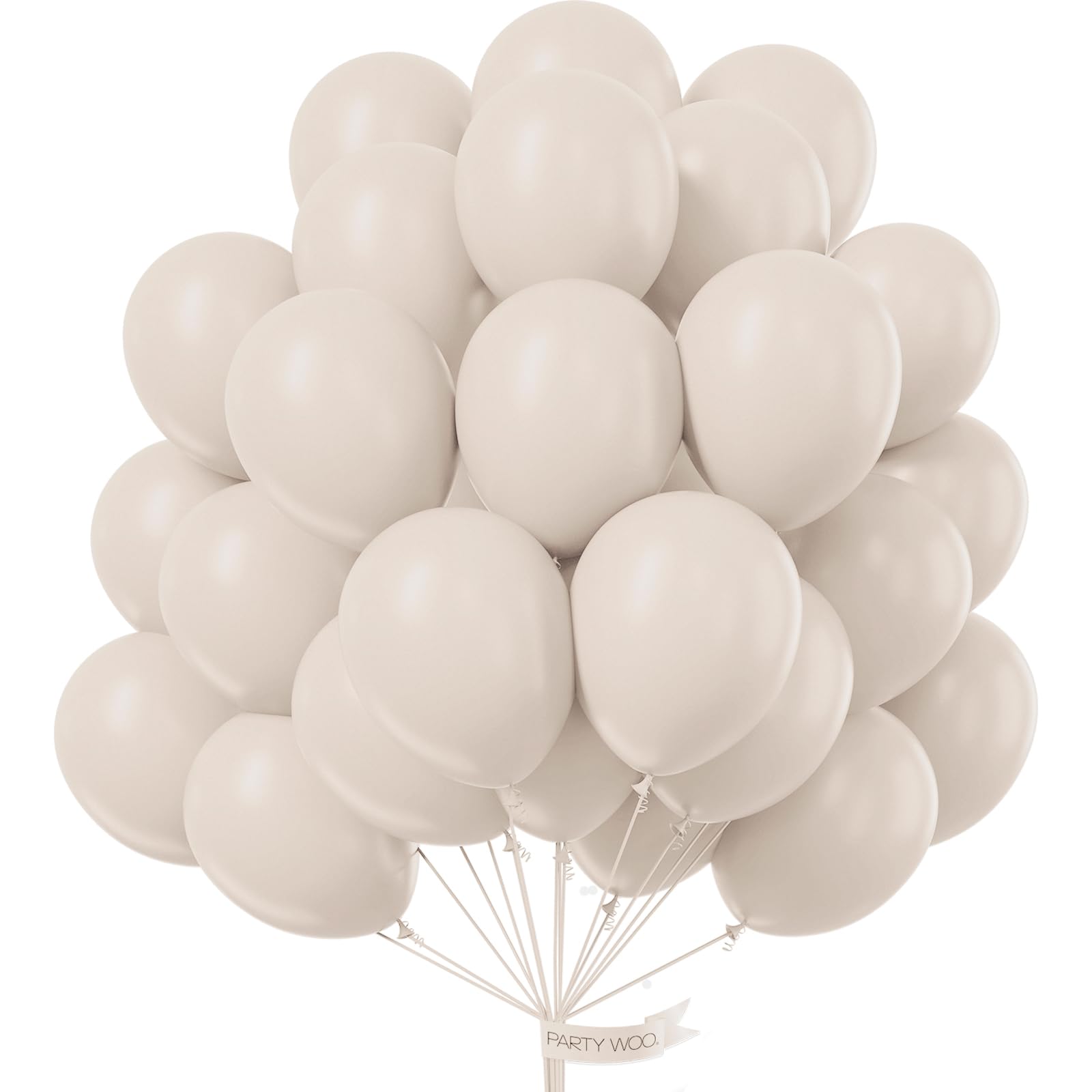 PartyWoo White Sand Balloons 51 pcs 12 Inch Beige Cream Ivory Off White Latex Helium Balloons for Wedding Bridal Graduation Baby Shower Gender Reveal Safari Birthday Party Decorations White-F12