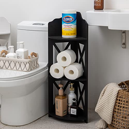 TuoxinEM Corner Shelf,Corner Shelves for Living Room,Small Corner Shelf for Corner Storage,Corner Stand Great for Corner Decor Storgage,Small Corner Table Shelf Perfect for Small Spaces,Black