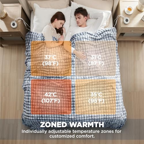 Bedsure Electric Heated Blanket Twin Chevron Shaggy Sherpa, Fast Heating Electric Blanket with 10 Time Settings, 6 Heat Settings, and 8 hrs Timer Auto Shut Off (62x84 inches, Beige)