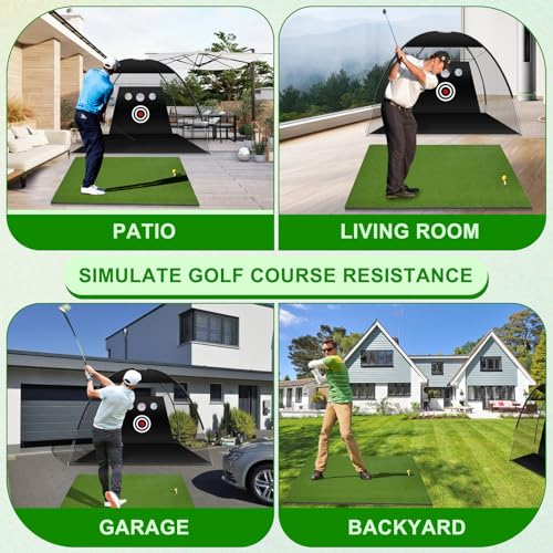 NBMICSO Golf Hitting Mat,5x4ft Premium Artificial Golf Turf Mat for Outdoor & Indoor Practice with 10 Golf Balls, 9 Golf Tees - Gifts for Men/Golf Lovers/Beginner