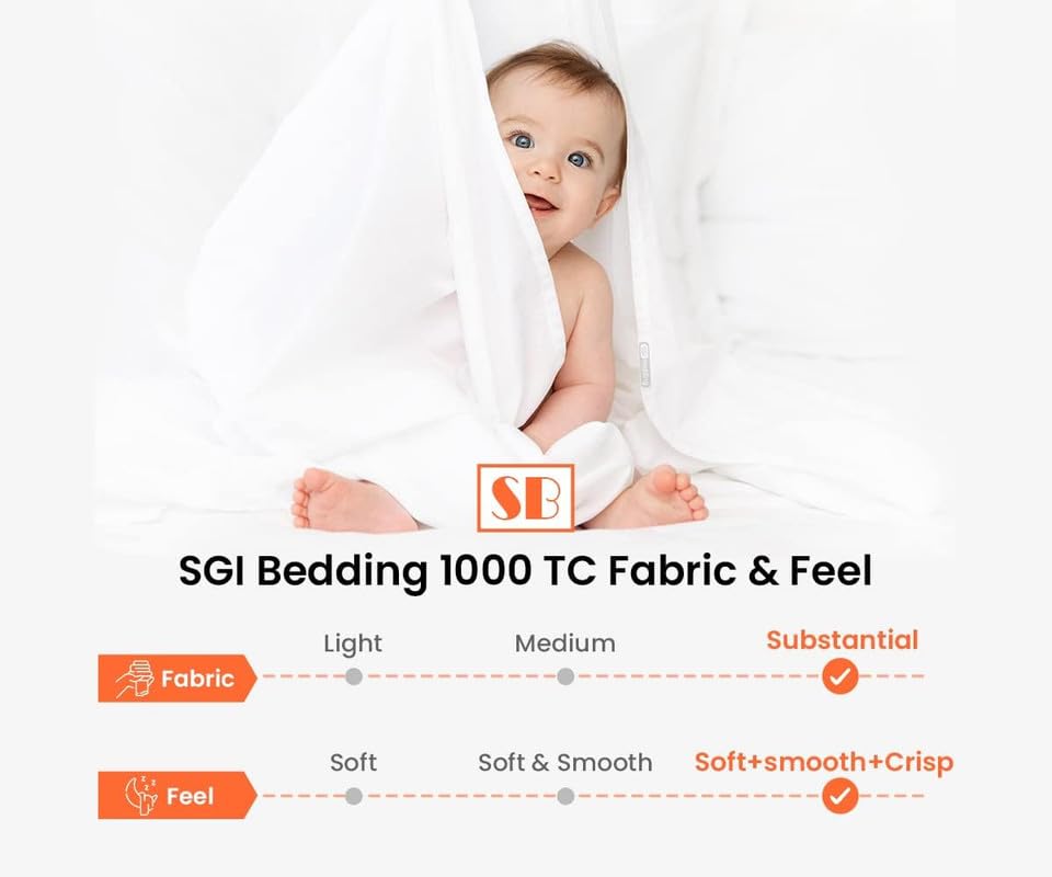 SGI bedding Luxury 4 Piece Egyptian Cotton Sheets Full Size - 1000 Thread Count, 100% Cotton Sheets, 15" Deep Pocket Sheet Set, Breathable, Soft and Premium Cotton - Lilac