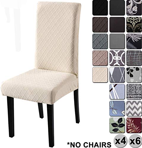 YISUN Dining Chair Covers Set of 4, Stretch Printed Flower Dining Chair Cover, Parsons Chair Covers Removable Washable Chair Slipcover Protector for Dining Room, Kitchen, Ceremony (Leaf Pattern1)