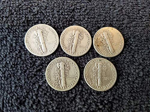 5 Various Mint Marks Mercury Dimes VG-08 and better
