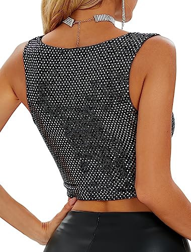 Crop Tops for Women Sequin Sleeveless Crop Top (US 0-2)