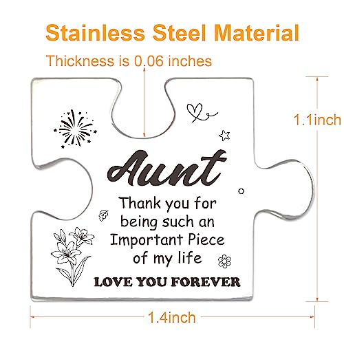 FTONENI Pocket Token Gifts for Aunt Birthday Mothers Day Christmas Gifts from Niece Nephew Long Distance Relationship Thank You Gifts Puzzle Piece Keepsake with PU Leather Keychain - PTA15