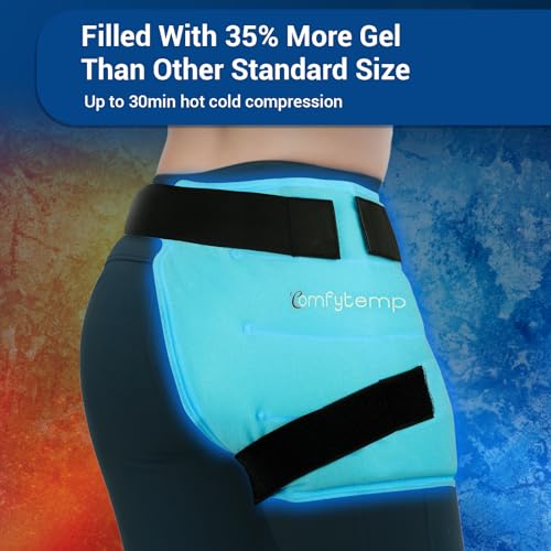 Comfytemp Large Hip Ice Pack Wrap for Sciatica, Hip Replacement, Fracture, Pain Relief, FSA HSA Eligible, Reusable Gel Ice Pack for Injuries, Cold Compression Hip Brace Physical Therapy Recovery Gifts