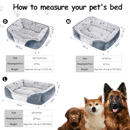 Kimpets Dog Bed Orthopedic Dog Beds for Small Medium Dogs, Rectangle Washable Sleeping Puppy Cat Bed, Pet Sofa Soft Calming Cat Beds Indoor, Anti-Slip Bottom Crate Couch Bed 