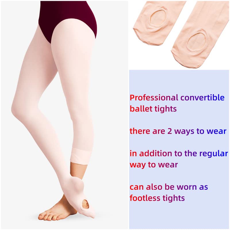 DIPUG White Girls' Convertible Ballet Tights/Soft Transition Dance Tight(Toddler/Kids)