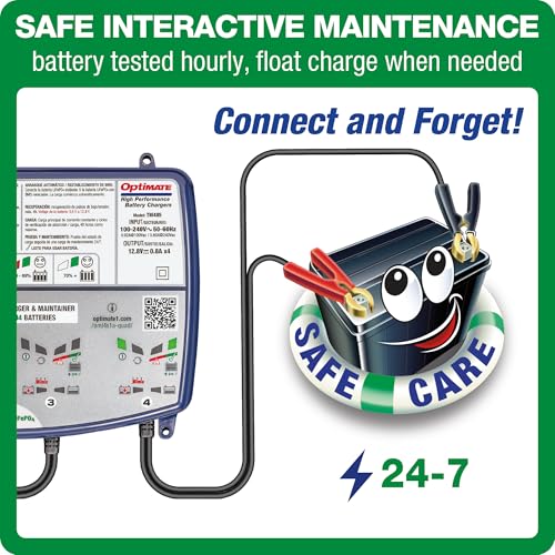 Optimate Lithium 4s 0.8A Quad Bank, TM485, 8-Step 4x12.8V 0.8A Lithium Expert Battery Saving Charger & Maintainer