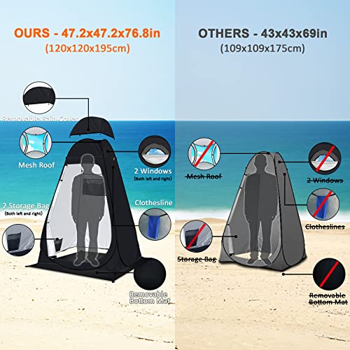 anngrowy Shower Tent Pop-Up Privacy Tent Camping Portable Toilet Outdoor Camp Bathroom Changing Dressing Room Instant Privacy Shelters for Hiking Beach Picnic Fishing Potty, Extra-Tall, UPF 50+