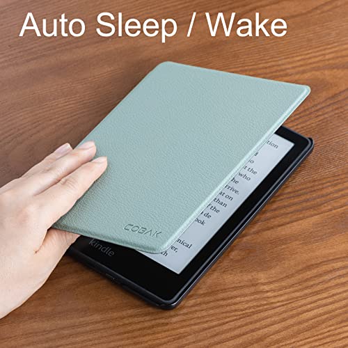 CoBak Kindle Paperwhite Case - All New PU Leather Cover with Auto Sleep Wake Feature for Kindle Paperwhite 11th Generation 6.8" and Signature Edition 2021 Released, Green Sage