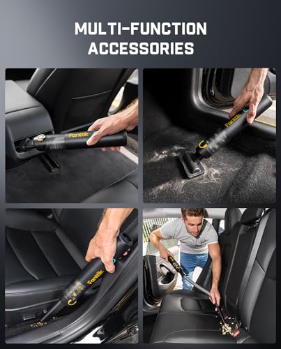 Fanttik Slim V8 Apex Car Vacuum, 19000PA High Power, 4 in 1 Portable Mini Vacuum, 2.5H Type-C Fast Charge, Up to 40 Mins Runtime, RobustCleanโข Handheld Vacuum for Car, Home, Keyboard Cleaning, Black