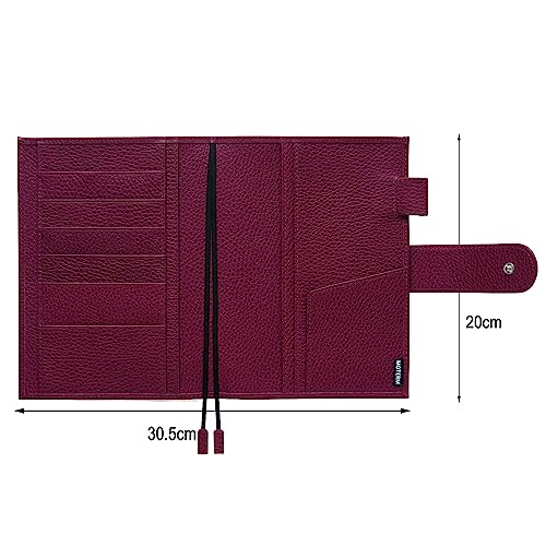 Moterm Leather Cover for Stalogy B6 - with Back Pocket, Pen Loop and Card Slots (Firm Pebbled-Beetroot, B6+)
