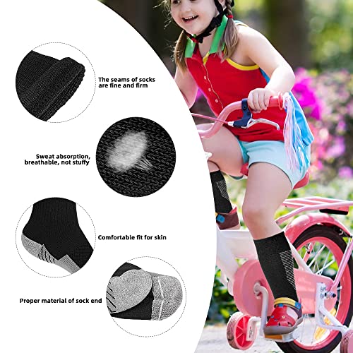 ZEPOHCK Kids Athletic Soccer Socks 2 Pairs, Knee High Socks for Youth Boys Girls, Shoe Size 3-6.5, Ages 6-12, Black