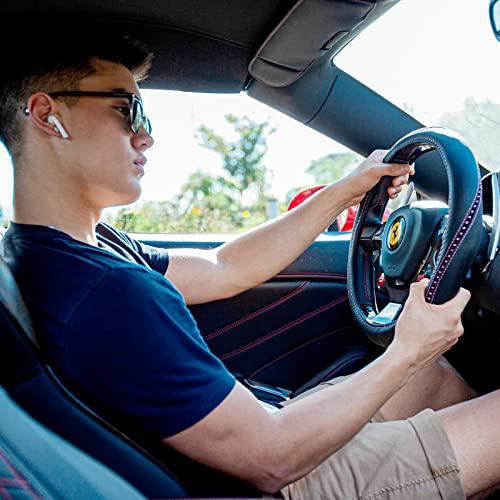 CAR PASS Bling Diamond Leather Steering Wheel Cover, Studded Crystal Rhinestones Universal Fit 14" 1/2-15" Crystal Glitter for Women Sparkle Girl Fit Suvs,Vans,Sedans,Cars,Trucks, Hot Pink Diamond